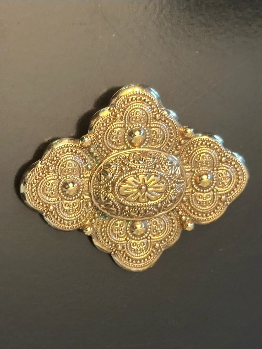 Vintage 1950s 1928 Jewelry Company Filigree Floral Statement Brooch Scarf Clip
